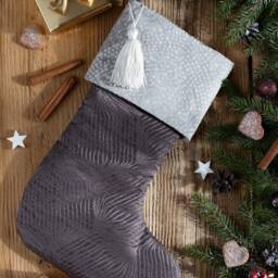 Luxury Damask Christmas Stockings in Shades Of Silver - thumbnail 2