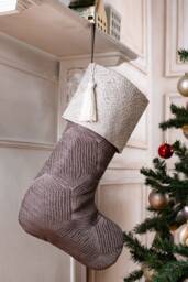 Luxury Damask Christmas Stockings in Shades Of Silver