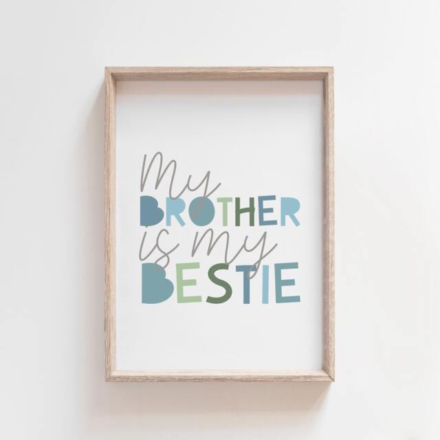 Brothers Print, Big Bro Lil Bro, Brother Quote, Gift, Boys Bedroom Prints, Siblings Wall Art, Nursery Art - image 1