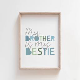 Brothers Print, Big Bro Lil Bro, Brother Quote, Gift, Boys Bedroom Prints, Siblings Wall Art, Nursery Art - thumbnail 1
