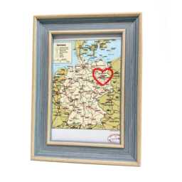 Berlin Heart Map - Custom Gift Germany Anniversary Framed Wedding Vintage Print Of W Hand-Embroidered - thumbnail 1