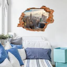 146 Wall Tattoo New York Manhattan - Hole in The Wall 6 Sizes Big Apple Mural Teenager Youth Room Decoration - thumbnail 3