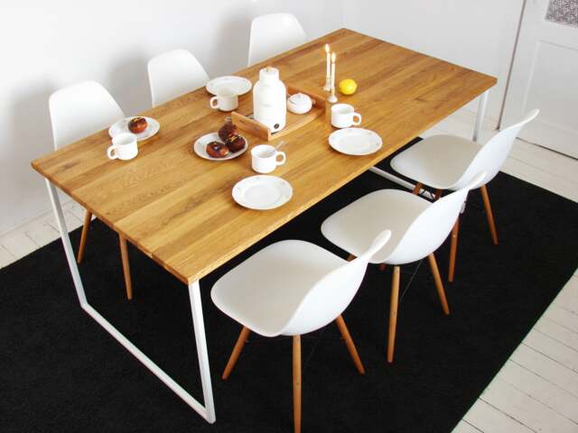 Dining Table Basic Tre. Handmade Modern Scandinavian Furniture. Room & Kitchen Tables. Solid Oak Wood & Steel High Quality - image 1