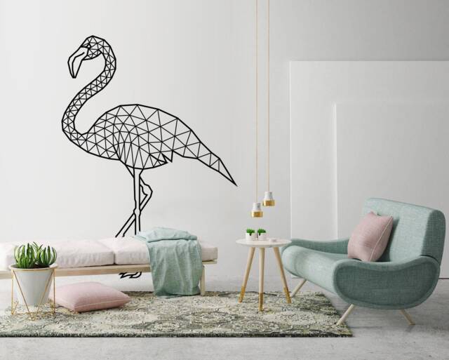 Geometric Flamingo Wall Decal Modern Animal Outline Art - image 1