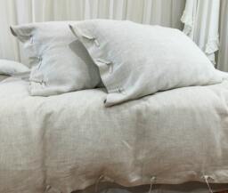 Natural Linen Ticking Striped Duvet Cover With Tie Closures - Bedding, Washed Linen, Soft Queen Duvet Cover, King