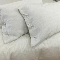 Natural Linen Ticking Striped Duvet Cover With Tie Closures - Bedding, Washed Linen, Soft Queen Duvet Cover, King - thumbnail 4