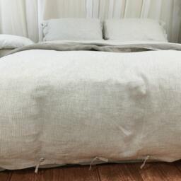 Natural Linen Ticking Striped Duvet Cover With Tie Closures - Bedding, Washed Linen, Soft Queen Duvet Cover, King - thumbnail 3