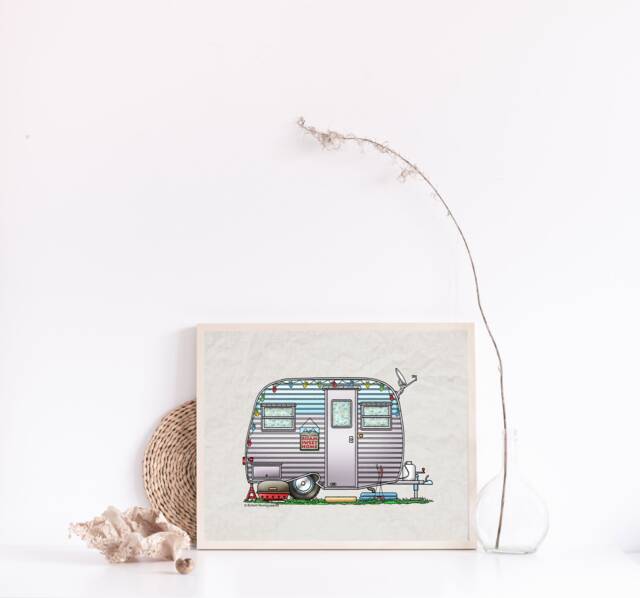 Serro Scotty Canned Ham - Travel Trailer Camper Van Vanlife Happy Print Whimsical Wall Decor Glamping - image 1