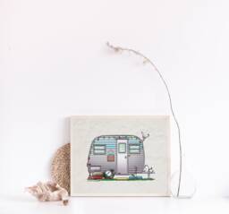 Serro Scotty Canned Ham - Travel Trailer Camper Van Vanlife Happy Print Whimsical Wall Decor Glamping - thumbnail 1