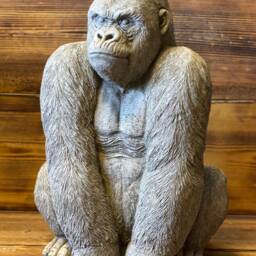 Stone Garden Large Silverback Gorilla Monkey Chimp Ape Statue Gift Ornament - thumbnail 2