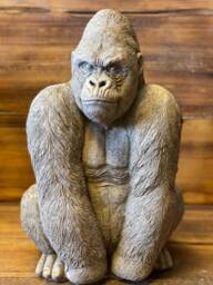 Stone Garden Large Silverback Gorilla Monkey Chimp Ape Statue Gift Ornament - thumbnail 1