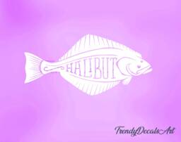 Halibut Decal, Fishing Decal, Sticker, Vinyl Tackle Box Sticker, Car Window Boat Decal - thumbnail 1