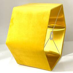 New Luxury Premium Quality Hexagon Velvet Lamp Shade Pendant Light Lemon Yellow With Brushed Gold Lining - thumbnail 2