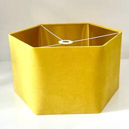 New Luxury Premium Quality Hexagon Velvet Lamp Shade Pendant Light Lemon Yellow With Brushed Gold Lining - thumbnail 3
