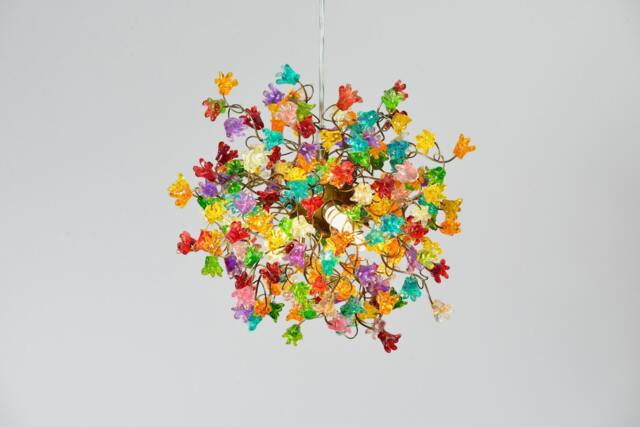 Rainbow Flower Ceiling Lamp Handmade Resin Lighting Fixture - image 1