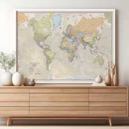 Classic World Map - Home Decor, Bedroom, World Wall Map, Living Room, Gift For Him, Her, Push Pin Free Shipping - thumbnail 4