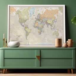 Classic World Map - Home Decor, Bedroom, World Wall Map, Living Room, Gift For Him, Her, Push Pin Free Shipping - thumbnail 1