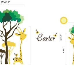 Baby Nursery Ideas Safari Giraffe & Birds Decals For Walls Room Decor Personalized Wall Decalisland-African Tree Sd 075 - thumbnail 2