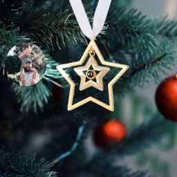 Custom Angel Christmas Tree Ornament, Star Family Remembrance Decoration, Photo Projection Ornament, Photo Ornament Gifts, Snowflake Decoration - thumbnail 3