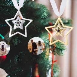 Custom Angel Christmas Tree Ornament, Star Family Remembrance Decoration, Photo Projection Ornament, Photo Ornament Gifts, Snowflake Decoration - thumbnail 2
