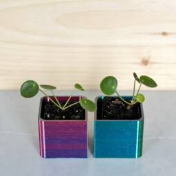 Rainbow Iridescent Planter, Square Succulent Plant Pot, 3D Printed Small Rainbow Cube - thumbnail 4