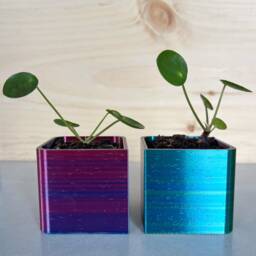 Rainbow Iridescent Planter, Square Succulent Plant Pot, 3D Printed Small Rainbow Cube - thumbnail 3