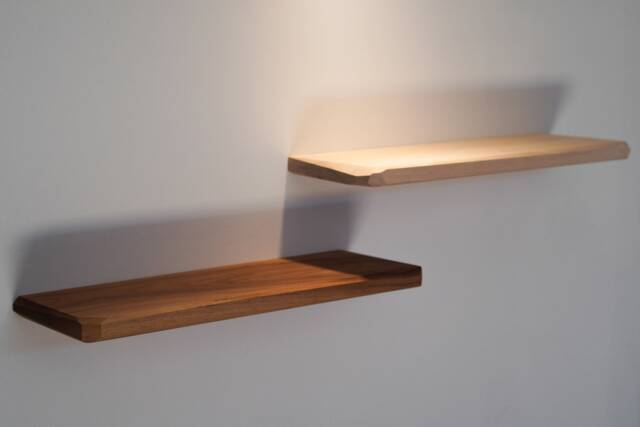 Walnut Wood Entryway Shelf, Wall Mounted Key Hanger, Magnetic Organizer - image 1