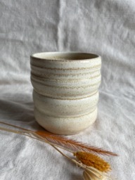 Cream Bubble Ceramic Cup Or Planter, Handmade Glazed Pot, 350Ml Beige Vessel, Unique British Gift, Handcrafted Plant Pots, Coffee Cup - thumbnail 1