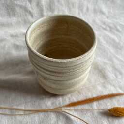 Cream Bubble Ceramic Cup Or Planter, Handmade Glazed Pot, 350Ml Beige Vessel, Unique British Gift, Handcrafted Plant Pots, Coffee Cup - thumbnail 2