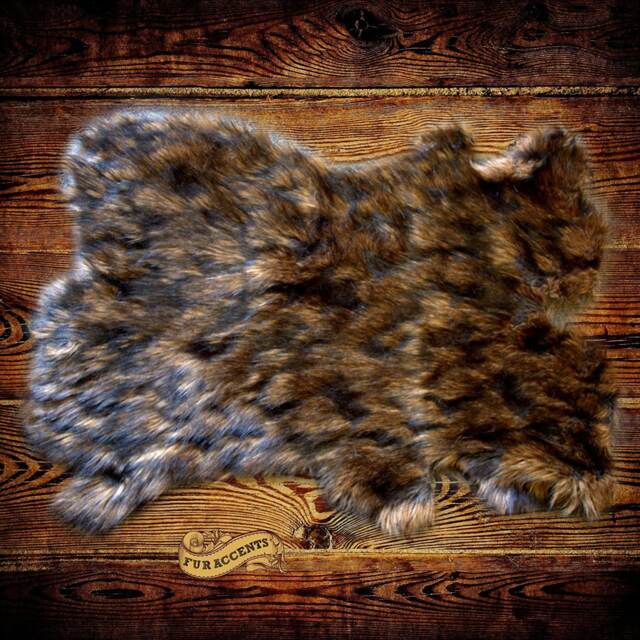 Faux Fur Area Rug - Dark Brown Wolverine Pelt Shape, Handmade in Usa