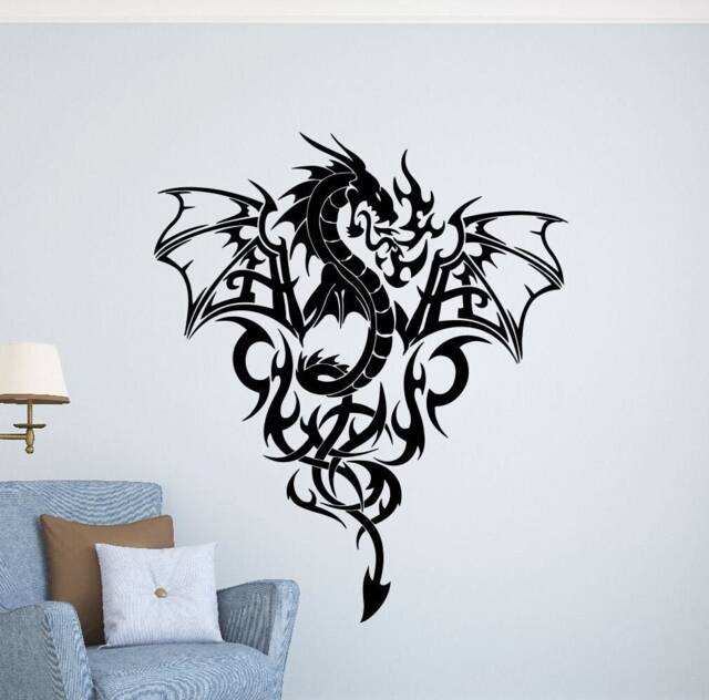 Dragon Wall Vinyl Decal Fantasy Sticker Art Decor Home Gothic Interior - 1Dra6Ws - image 1