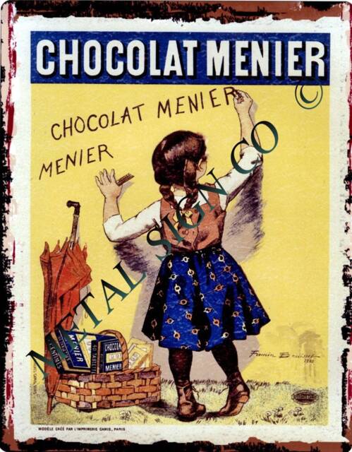 Chocolate Menier French Advert Metal Wall Sign Retro Kitchen Decor