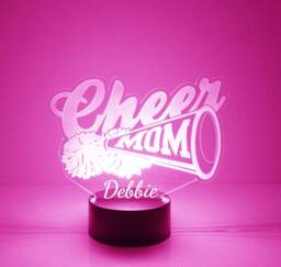 Light Up Cheer Mom, Custom Engraved Night Light, Personalized Free, 16 Color Options W/Remote Control, Squad Trophy, Team Gift - thumbnail 1