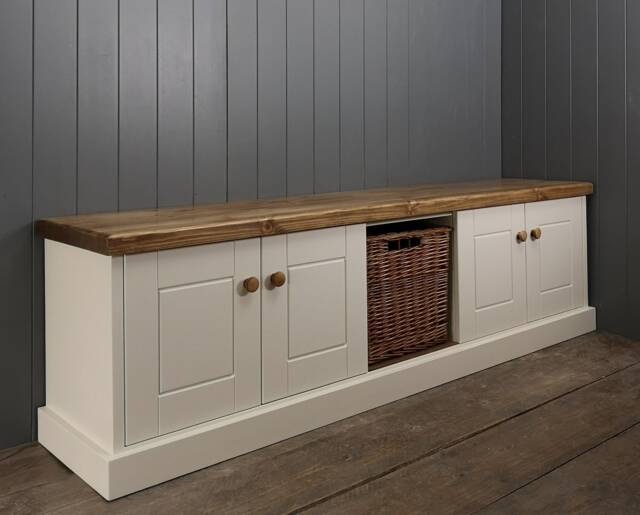 Handmade Shoe Storage Cabinet, Wicker Basket, Soft Close Doors - image 1