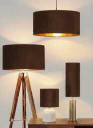 New Luxury Velvet Cinnamon Brown Upholstery Drum Lamp Shade & Pendant Light Suitable For Both Table Ceilings - thumbnail 1