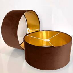 New Luxury Velvet Cinnamon Brown Upholstery Drum Lamp Shade & Pendant Light Suitable For Both Table Ceilings - thumbnail 3