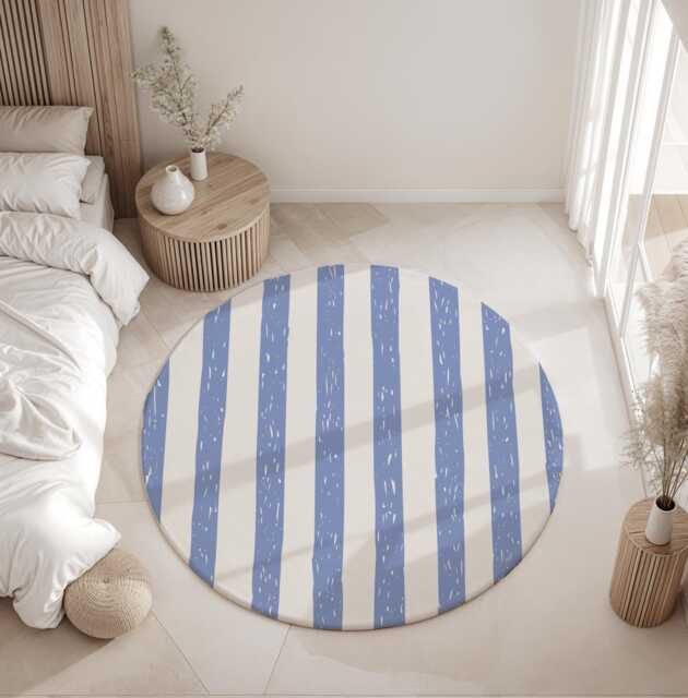 Freckled Navy Blue & White Stripe - Rug, Carpet, Kids Decor, Children's Room Decor, Kids Carpet - image 1