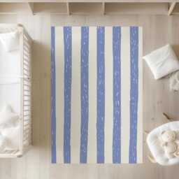 Freckled Navy Blue & White Stripe - Rug, Carpet, Kids Decor, Children's Room Decor, Kids Carpet - thumbnail 2