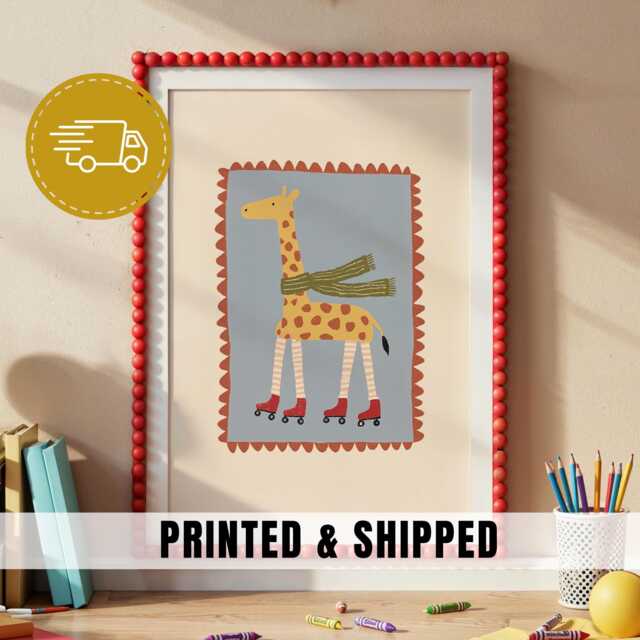 Giraffe Nursery Wall Art Printable Cute Animal Illustration Kids Room Decor Playful Vintage Style Toddler Baby Shower Gift - 93 - image 1