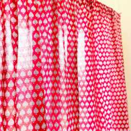 Handmade Red & Black Cotton Curtain Panels, Block Print, Set Of 2 - thumbnail 2