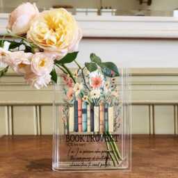 Booktrovert Acrylic Flower Vase, Book Literary Decor, Arrangement Floral Unique Lover Gift - thumbnail 2