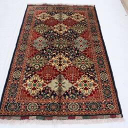 Afghan Rug 3'4x5'4 Multi Color Handmade Wool Area Rug, Oriental Turkmen Tribal Bukhara Hand Knotted Organic Wool Bedroom - thumbnail 2