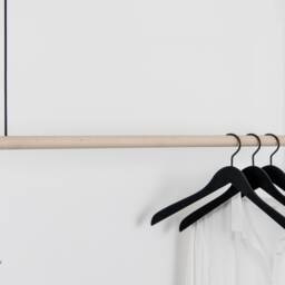 Clothes Rail - Hanging Wardrobe Beech With Sail Rope Wooden Ceiling Mounting - thumbnail 2