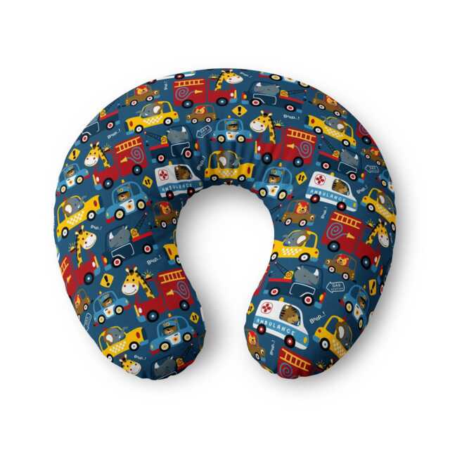 Cute Kids Vehicles Pattern Nursing Pillow Cover - Cars Fire Truck Ambulance - image 1