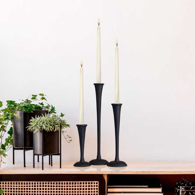 Handmade Matte Black Aluminum Candle Holder Modern Centerpiece - Set Of 3 - image 1