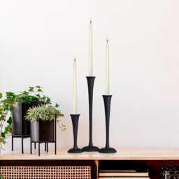 Handmade Matte Black Aluminum Candle Holder Modern Centerpiece - Set Of 3 - thumbnail 1