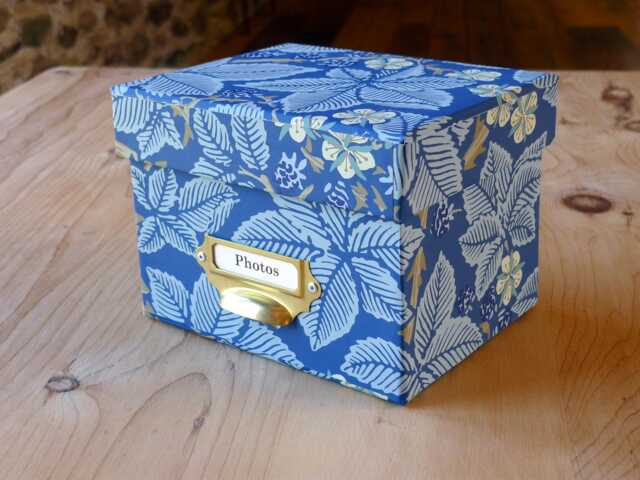 William Morris Photo Box Bramble Blue Floral Design, Handmade in England - image 1