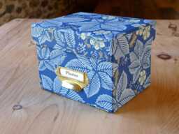 William Morris Photo Box Bramble Blue Floral Design, Handmade in England - thumbnail 1