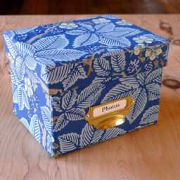 William Morris Photo Box Bramble Blue Floral Design, Handmade in England - thumbnail 2