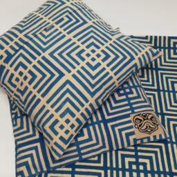 Hand Block Printed Cotton Pillow Cover Geometric Design - Kona Blue - thumbnail 4